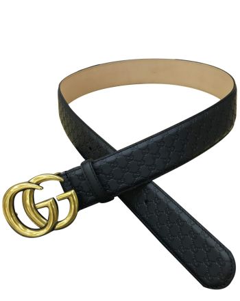 Gucci Leather belt with Double G buckle Black