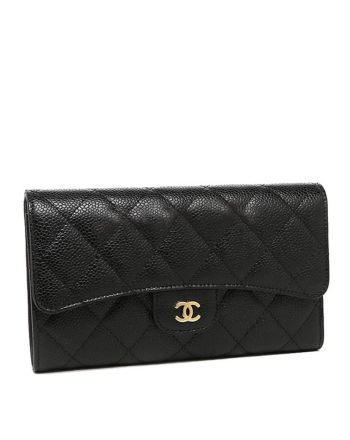 Chanel Quilted Flap Wallet in Caviar A31506 Black