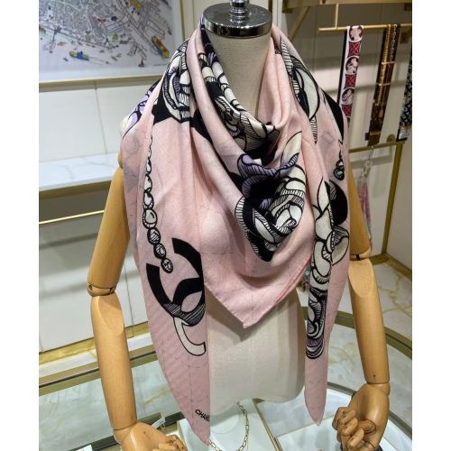 Chanel Women's 3D Letter Camellia Print Square Scarf